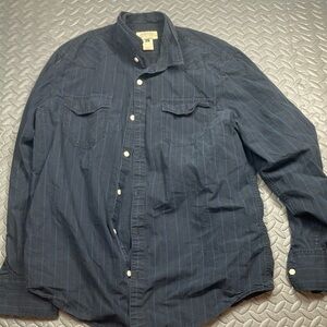 American Rag Mens Navy Blue Casual Button Down Shirt‎ Size L